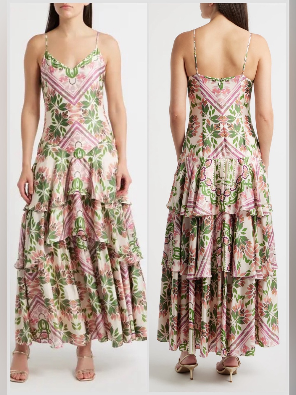 NWT Parker Print Tiered Sleeveless Maxi Dress in Vanilla Cream sz 10 - Picture 2 of 12